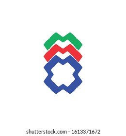 three colorful square buttons logo vector template