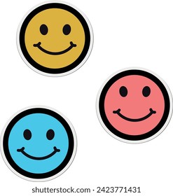 three colorful stickers smile vector image stickers