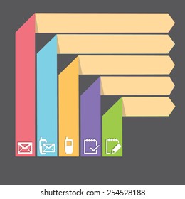 Three colorful stripes background. Flat design style. Vector illustration