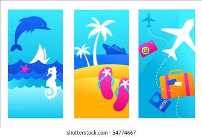 Three colorful summer vacation backgrounds