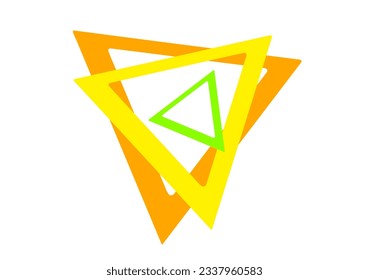 three colorful triangles superimposed on each other on a white background