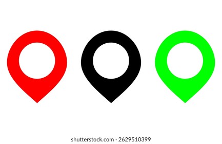 three colorful vector location icons