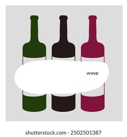 Three colorful wine bottles arranged on a neutral background showcasing different types of wine