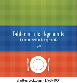 Three colorfully tablecloth backgrounds.
