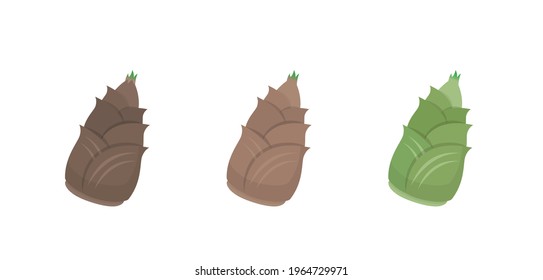 Three colors of bamboo shoots, comic cartoon vector