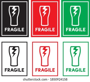 three colors fragile icon set