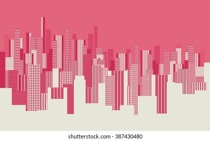 a three colors graphical abstract urban landscape wallpaper in pink