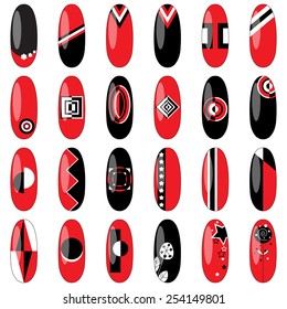 Three colors of nail design.