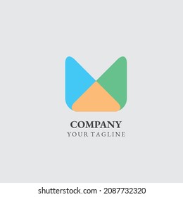 three colour abstract logo template for business brand vector eps 10