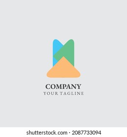 three colour abstract logo template for business brand vector eps 10