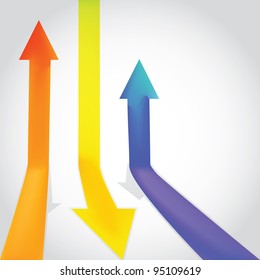 Three colour arrow going up and down - illustration