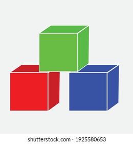 Three colour RGB cube blocks