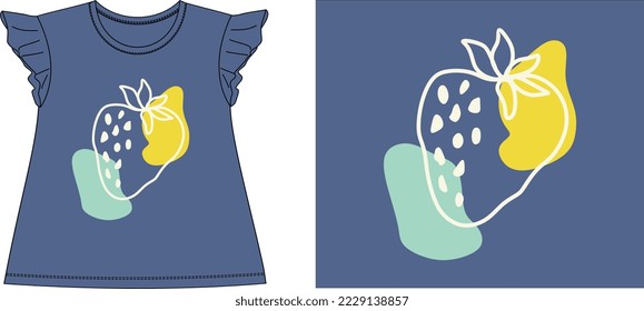 THREE COLOUR STREWBERRY t shirt graphic design vector illustration \