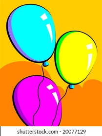  three colourful balloons	