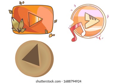 Three colourful play button in white background