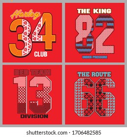 three colours of number design in vector illustration