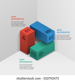 three column infographics data 3d isometric design