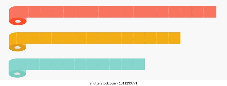 Three column toilet paper roll set line. Chart diagram. Dash line. Flat design. Infographic Template. White background. Isolated. Vector illustration