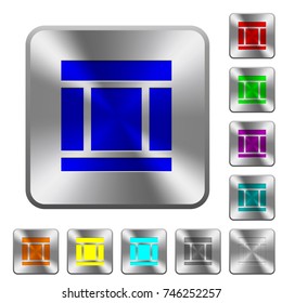 Three columned web layout engraved icons on rounded square glossy steel buttons