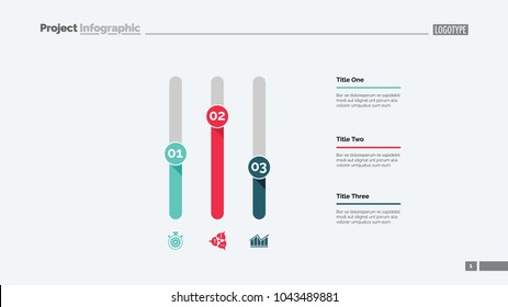 Three columns bar chart. Business data. Comparison, diagram, design. Creative concept for infographic, templates, presentation, report. Can be used for topics like analysis, accounting, finance.