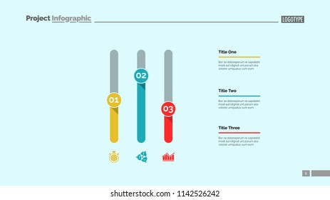 Three columns bar chart. Business data. Comparison, diagram, design. Creative concept for infographic, templates, presentation, report. Can be used for topics like analysis, accounting, finance.