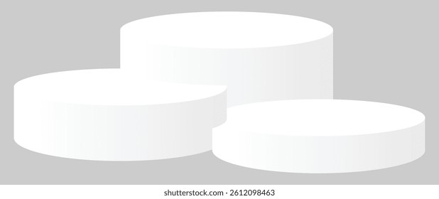 Three Combination of White Matte Round Podium Winner Platform or Product Display