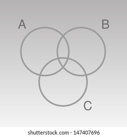 three combined circles on gray background