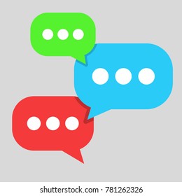 three comment icon. Green, blue, red.