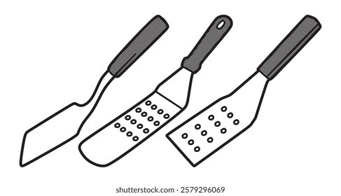 three common spatula vector pictures