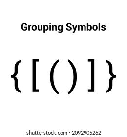 Three common types of grouping symbols in math