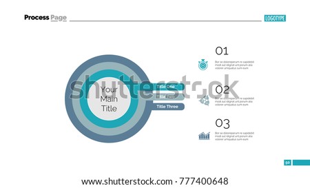 three concentric circles process slide template stock vector