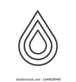 Three concentric drops icon. Simple outline vector symbol. Linear pictogram isolated on white.