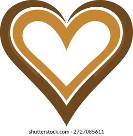 Three concentric heart shapes in brown and gold colors love symbol