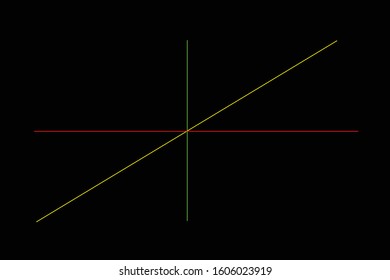 Three Concurrent Lines On A Black Background Intersecting Each Other With A Single Point Of Contact.