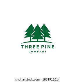 Three Conifer Pine Trees in a Forest or Park Simple Vector Icon for Nature Apps and Websites