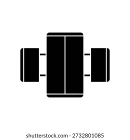 Three connected black smartphones communication network vector illustration flat design