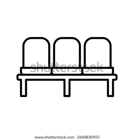 Three Connected Chair Icon Outline Thin Line for Terminal or Office Waiting Area