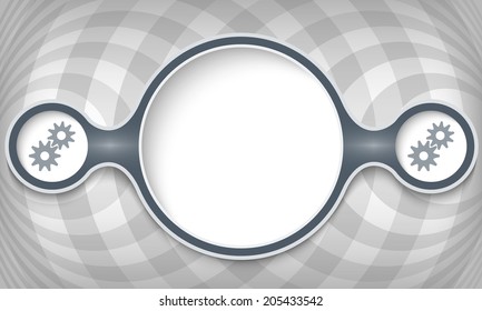 three connected circular frames for any text with cogwheels