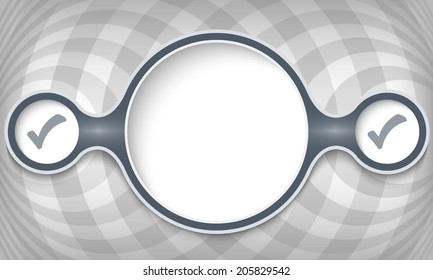 three connected circular frames for any text with check box