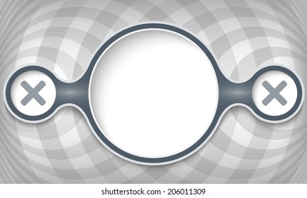 three connected circular frames for any text with ban symbol