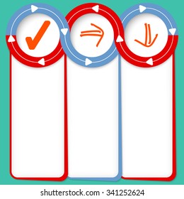 Three connected frames for your text and check box