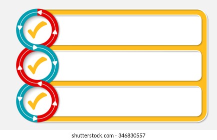Three connected frames for your text and check box