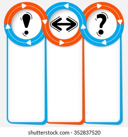 Three connected frames for your text and symbols