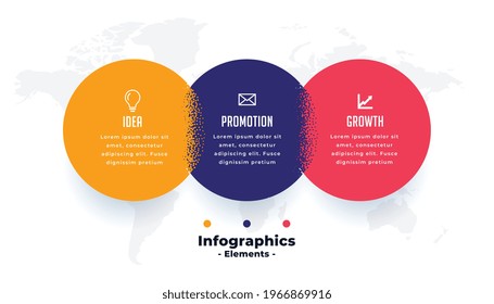 three connected steps modern infographic template