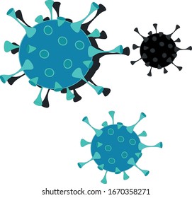 Three coronaviruses on a white background isolated