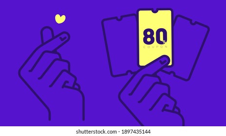 Three coupons between your fingers, finger hearts
