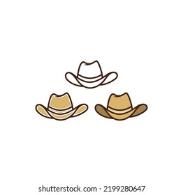 Three cowboy hat icon Logo design. Vector Illustration.