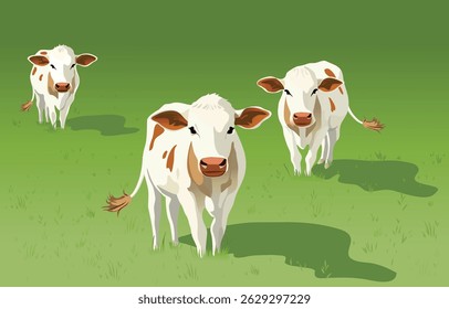 Three cows in a meadow.