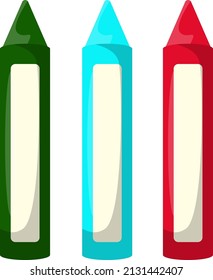Three crayons, illustration, vector on a white background.