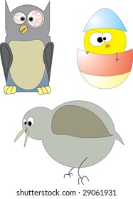 Three crazy birds